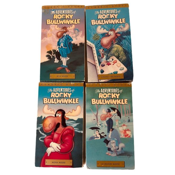 Lot 4 The Adventures of Rocky and Bullwinkle VHS Video Tape BLue La Grande Moose - Picture 1 of 3